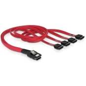 Delock Priključni kabel za trdi disk [1x mini SAS vtič (SFF-8087) - 4x SATA vtič 7 pinski] 0.50 m rdeče barve Delock