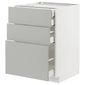 METOD / MAXIMERA Pod.elem.3front/2dnj/1srd/1vis.fiok, bela/Havstorp svetlosiva, 60x60 cm