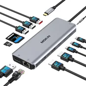 MOKiN Docking Station USB-C - Multiport adapter za MacBook, 2 monitorja