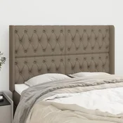 Vidaxl Vzglavje z ušesi taupe 147x16x118/128 cm blago