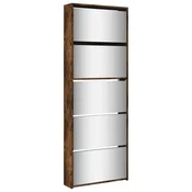 Vidaxl Omarica za čevlje z ogledalom 5-nadstropna hrast 63x17x169,5 cm