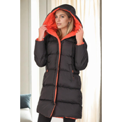 Z8687 DEWBERRY WOMENS COAT-BLACK-ORANGE