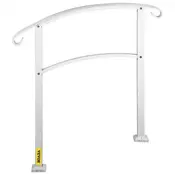 VEVOR Ograja za ročaj 3-stopenjski zunanji stopniščni ograja 97x106x635 cm bela