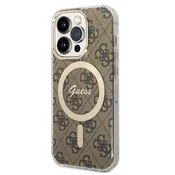 GUESS Maska za telefon iPhone 15 Pro 6.1, GUHMP15LH4STW, Magsafe, Braon