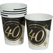 shumee Papirnati kozarci za 40. rojstni dan Forty Gold Black Party 240ml 6 kosov.