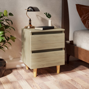 Nocni ormaric s nogama od borovine boja hrasta 40 x 35 x 50 cm