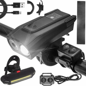 Dexxer Set akumulatorske T6 LED kolesarske svetilke 4000mAh + hupa vodoodporna