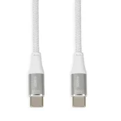 iBOX iBOX IKUTC USB-C kabel 60W, 2m, bel, tekstilni plašč, hitra polnitev, moški - moški, idealen za naprave USB 2.0