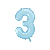 PartyDeco Folija balon številka 3 moder 86 cm