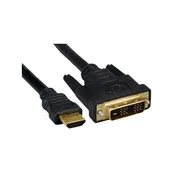 Video kabel DVI (18+1) moški – HDMI moški - 3 m, pozlačeni priključki, črn - razprodaja