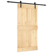 Vidaxl Drsna vrata Naravna in črna 100 x 210 cm Masiven borov les