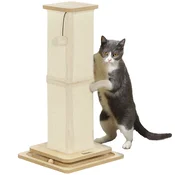 PawHut PawHut Praskalnik 3 v 1, praskalnik 67 cm, sisalovo mačje drevo z igralno žogico, hrast, (5000238672)