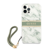 GUESS GUHCP12MKMABGN za iPhone 12/12 Pro - zelen marmor shock silikonski ovitek z zeleno zapestnico