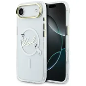 Karl Lagerfeld Ovitek IML Choupettes z logotipom Karl Script MagSafe za iPhone Air, prozoren