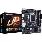 GIGABYTE MB H610 (LGA 1700), 2x DDR5 up to 64GB, 1x PCI-Ex16x16, 1x PCI-Ex1, 4x SATA, 1x M.2, 4x USB 3.2 Gen1, 4x USB 2.0/1.1, internal 4x USB 2.0/1.1, 1x HDMI 2.0, 1x DP, Realtek GbE LAN 1Gbps/100Mbps, mATX, Retail) - H610M S2H V2