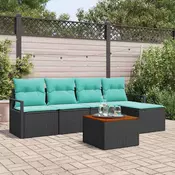 vidaXL vidaXL Vrtna sedežna garnitura z blazino 6 pcs Črna poli ratan, (5000154548)