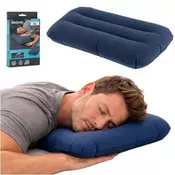 Napihljiv potovalni vzglavnik velur mornarsko moder 42 cm - Poletni hiti