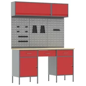 vidaXL vidaXL 8-delni set delovne mize rdeče jeklo, (22047409)