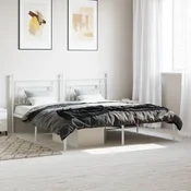 shumee vidaXL Kovinski posteljni okvir z vzglavjem bel 183x213 cm