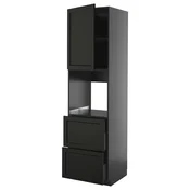 METOD / KNIVSHULT Vis.el.pecn. s fiok/2front/2g.fioke, Crnosiva/Lerhyttan crno bajcovano, 60x60x220 cm