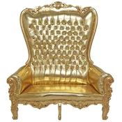 Casa Padrino baroque high back 2 seater sofa gold - Magnificent baroque style faux leather sofa with rhinestones - Baroque style living room furniture - Baroque furniture