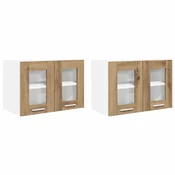 Vidaxl Viseča omarica z vrati Riga 2 szt. Umetni hrast 60 x 31 x 40 cm