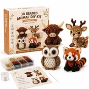 Vixson DIY komplet za izdelavo živali iz perlic, 4 kosi, 3D živali, ustvarjalni komplet za začetnike, z navodili in pripomočki | ANIBEAD Gozdni prijatelji