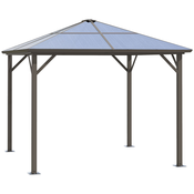 Outsunny Outsunny Zunanji zunanji gazebo 2,94x2,94 m s polikarbonatno streho in kljukami, aluminijast okvir, kava, (20744509)
