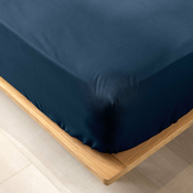 Temno modra napenjalna rjuha iz organskega bombaža 180x200 cm Biolina – douceur dintérieur