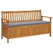 Vidaxl Vrtna klop za shranjevanje z blazino 148 cm trden akacijev les