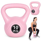 ModernHome Kettlebell 10 kg za vadbo, dumbbell, žoga z utežmi, fitnes obremenitev, roza, ModernHome