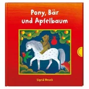 Pony, Bär und Apfelbaum