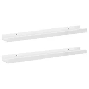 Vidaxl Stenska polica 2 kosa visok sijaj bela 60x9x3 cm