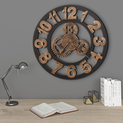 VIDAXL kovinska stenska ura (58cm), zlata-črna