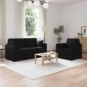 Vidaxl Kavč 2 pcs Črna 158 x 78 x 80 cm Žamet