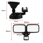 MCN Maclean LED wall lamp, with PIR sensor, 20W, 1500lm, IP65, neutral white 4000K, black, MCE524 B