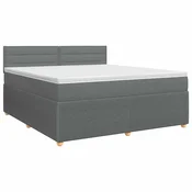 vidaXL Postelja boxspring z vzmetnico Temno siva 160 x 200 cm Blago