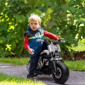 HOMCOM HOMCOM Otroško električno motorno kolo za otroke od 3 do 5 let iz PP in kovine s kolesi, rogom in glasbo, 86 x 44 x 58 cm, belo-črno, (20744862)