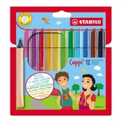 Markerji 1 mm, STABILO Cappi, 12 različnih barv, 12 kosov