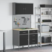 vidaXL vidaXL Komplet delovne omare Komplet 4 Črna Jeklo Srednja, (22094680)
