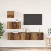 Set TV komoda Zidne 4 pcs Staro drvo Konstruirano drvo