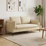vidaXL Kavč za 2 osebi Krem 188 x 81 x 89 cm Blago