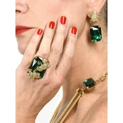 Addicted2 Uhani Armonia orecchini con cristallo Swarovski verde e motivo rana zlata/temno zelena