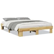 Vidaxl Posteljni okvir brez vzmetnice 135x190 cm masiven les hrast
