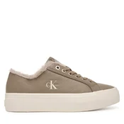Superge Calvin Klein Vulc Flatf Laceup Lth Fur HW0HW03235 Bež