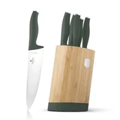 Berlingerhaus Komplet nožev s stojalom BAMBOO, 6 kosov, kolekcija Matte Green
