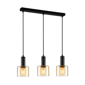 ITALUX PND-65342-3-BK+AMB - Luster SANTIA na sajli 3xE27/40W/230V