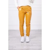 Double-layer trousers with velour mustard