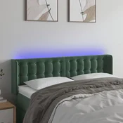 Vidaxl vidaXL Vzglavje postelje z LED diodo temno zeleno 147x16x78/88 cm žametno