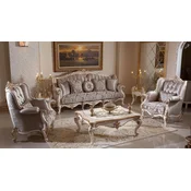 Casa Padrino Luxury Baroque Living Room Furniture Set Brown/White/Gold